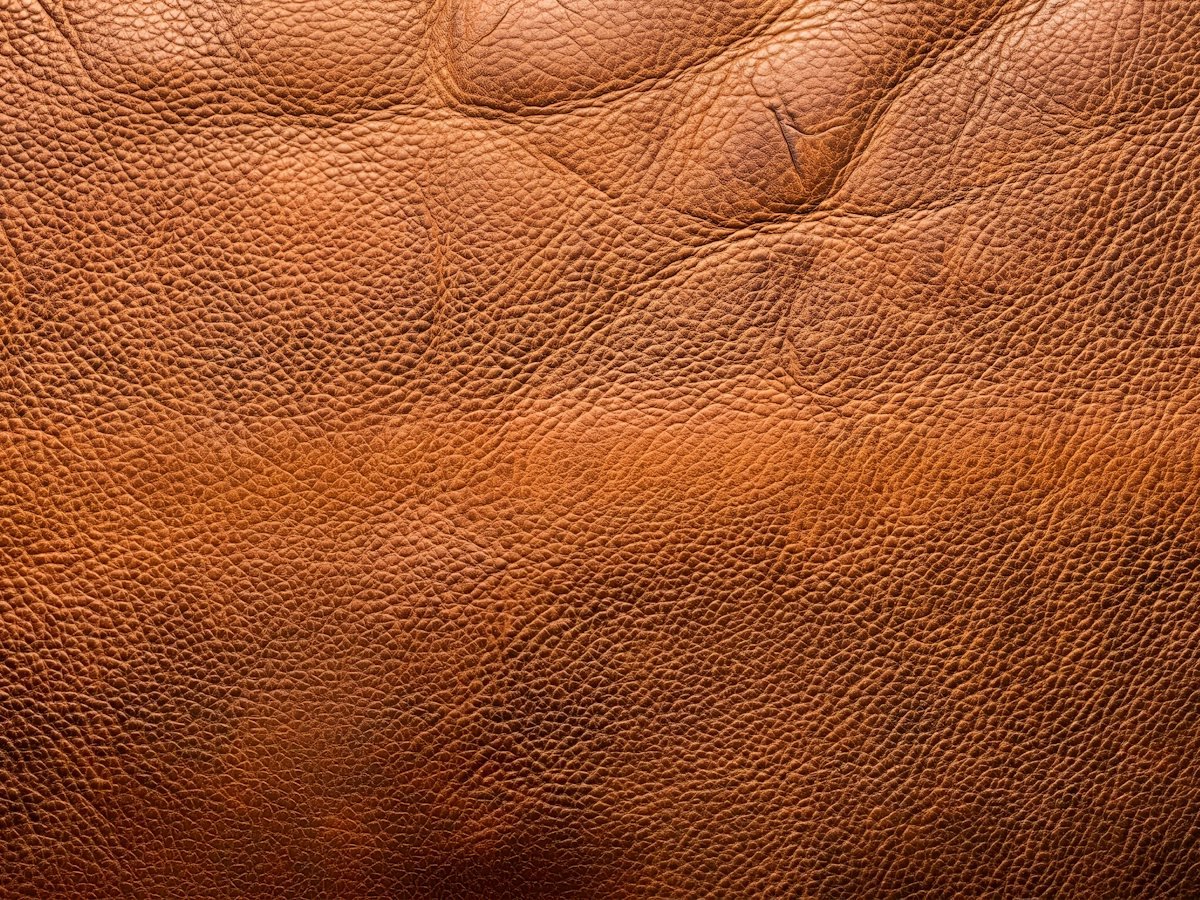 Close-up of full-grain brown leather